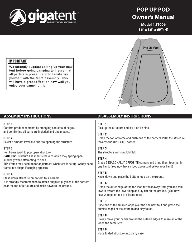 GigaTent POP UP POD owner's manual