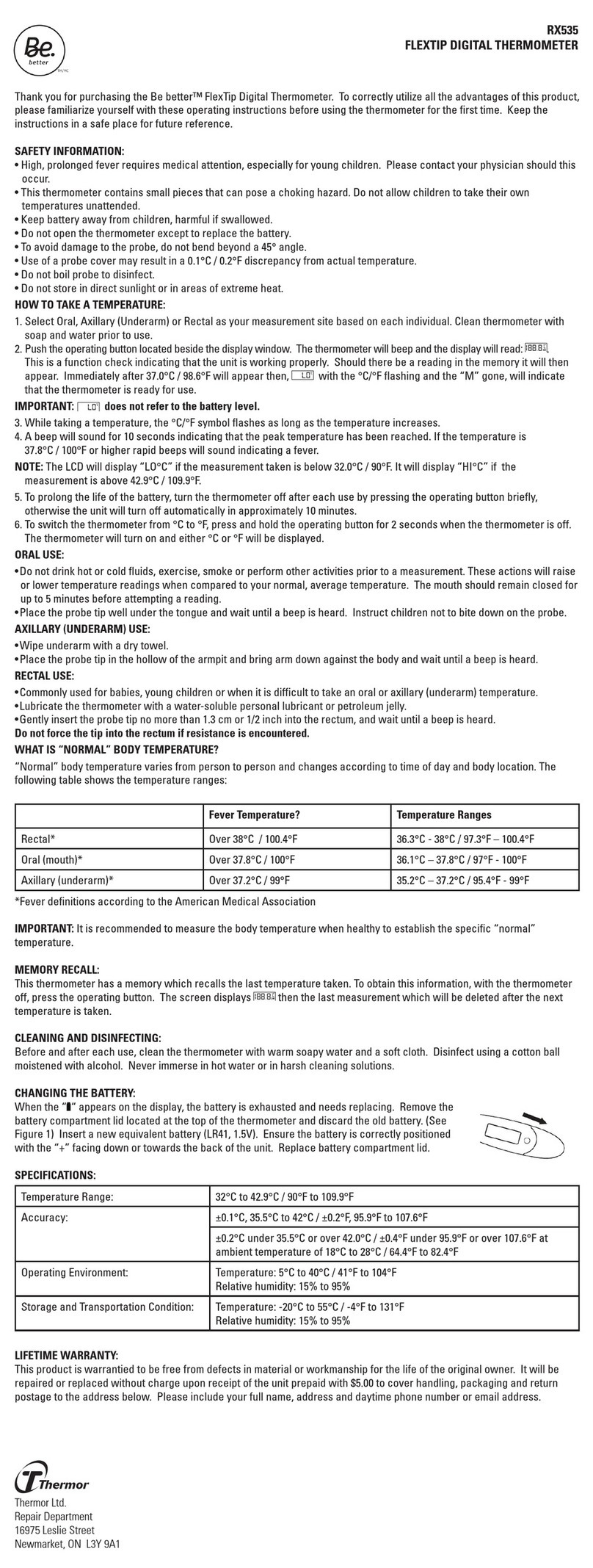 Thermor Be better FlexTip RX535 quick start guide
