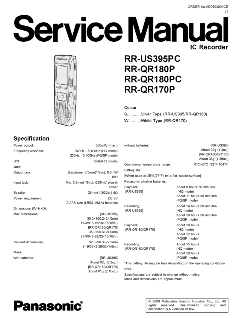 Panasonic RR-US395PC User manual