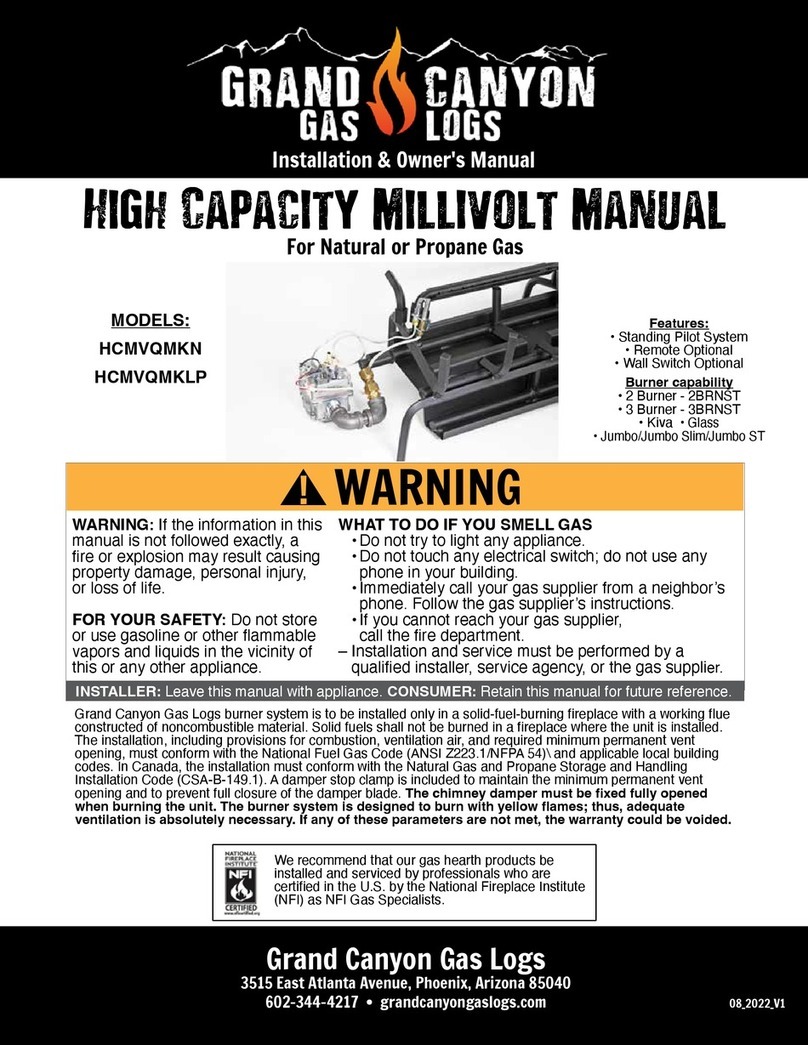 Grand Canyon Gas Logs HCMVQMKN Installation & owner's manual