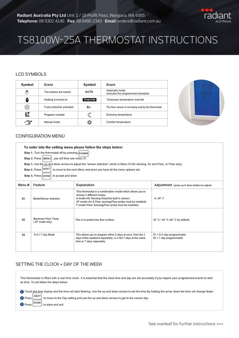 Radiant TS8100W-25A instructions