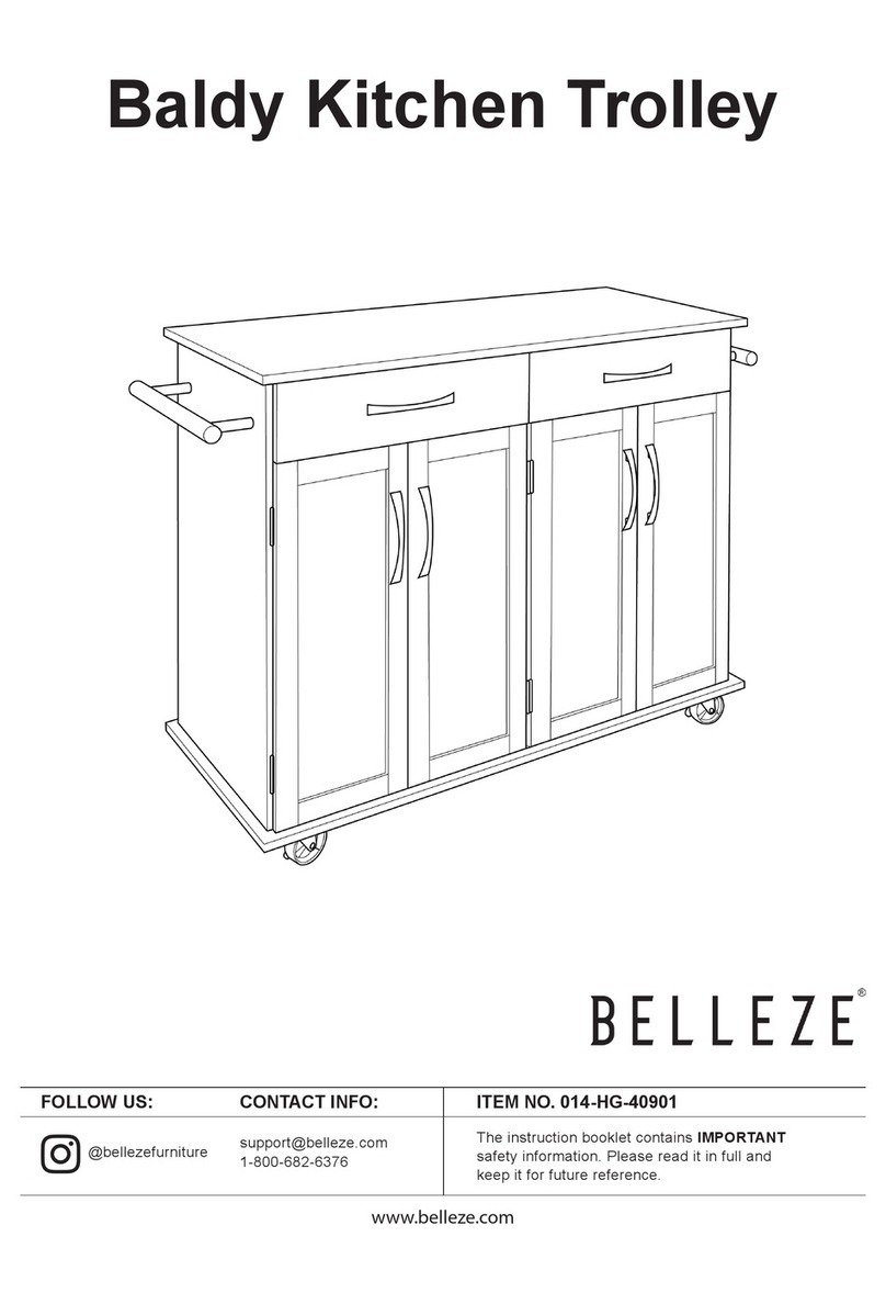 Belleze Baldy Kitchen Trolley 014-HG-40901 Assembly instructions