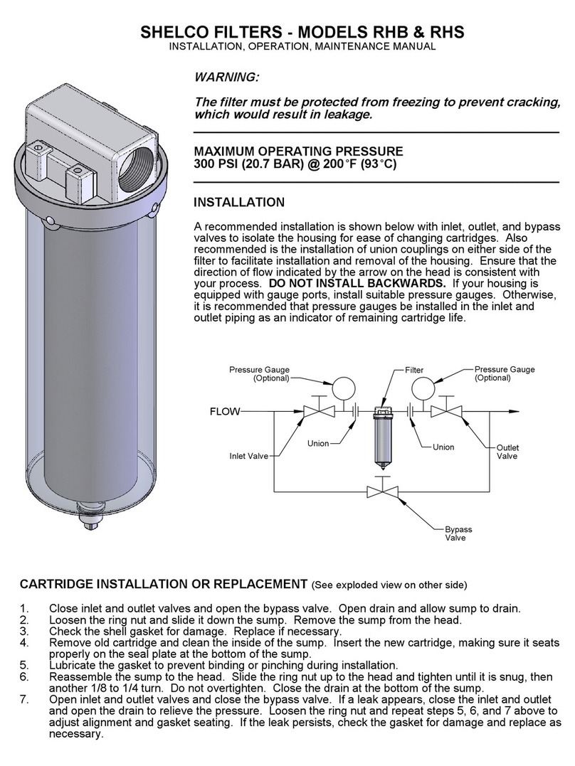 SHELCO FILTERS RHB Installation, operation & maintenance manual SHELCO FILTERS RHB Installation, operation & maintenance manual