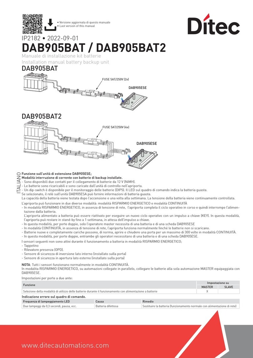 DITEC DAB905BAT installation manual