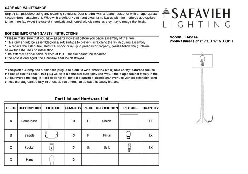 Safavieh Lighting DRAVEN LIT4514A User manual Safavieh Lighting DRAVEN LIT4514A User manual