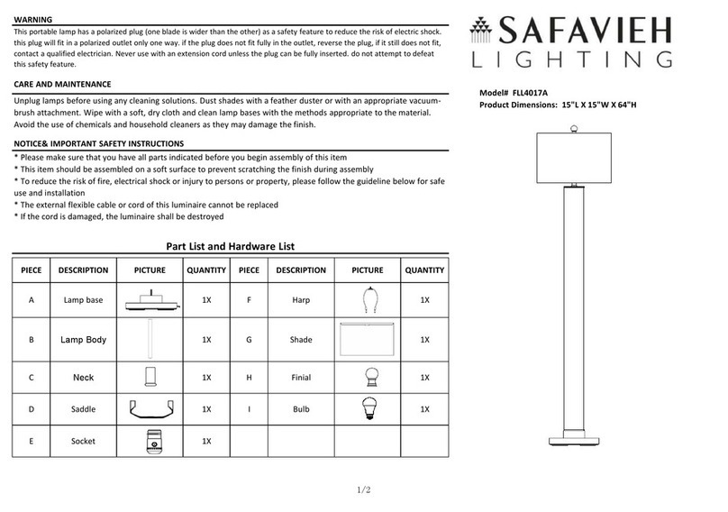 Safavieh Lighting LOVATO FLL4017A manual