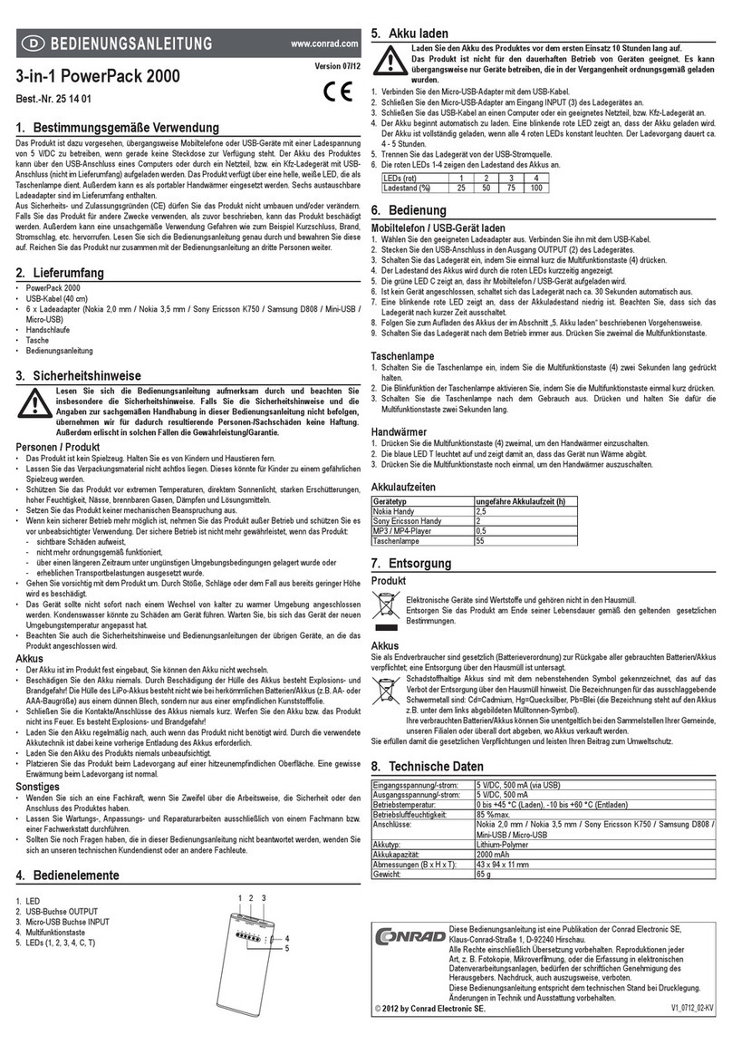 Conrad 3-in-1 PowerPack 2000 operating instructions