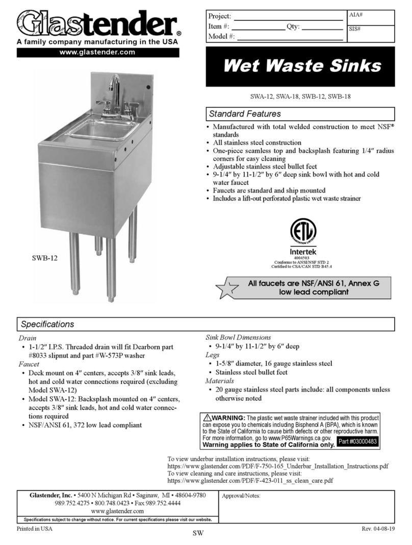 Glastender SWA-12 manual Glastender SWA-12 manual