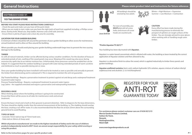Mercia Garden Products 05DTMBAX0103SD-V1 Instruction manual
