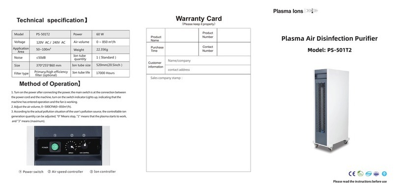 Plasma Ions PS-501T2 quick start guide