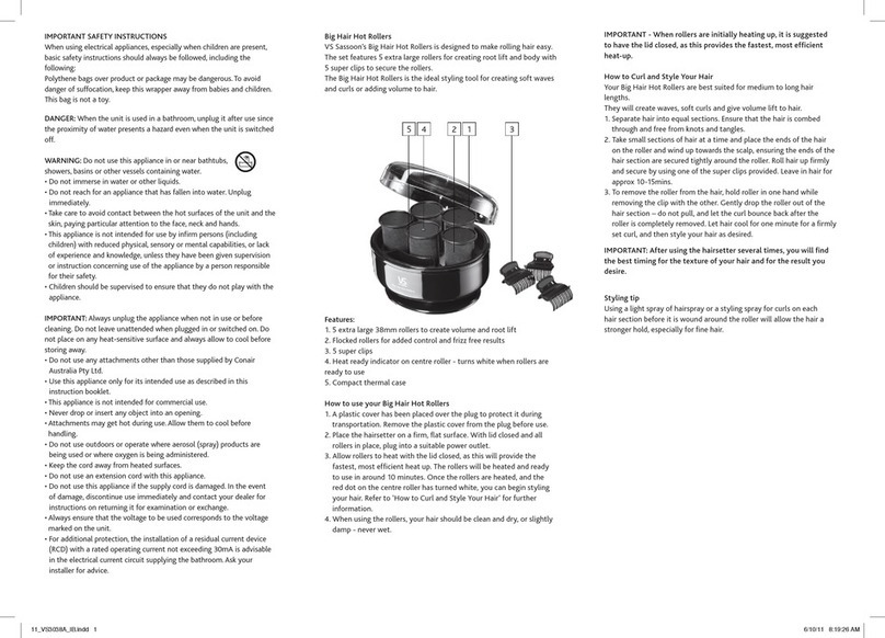 VS Sassoon VS3038A Instruction booklet