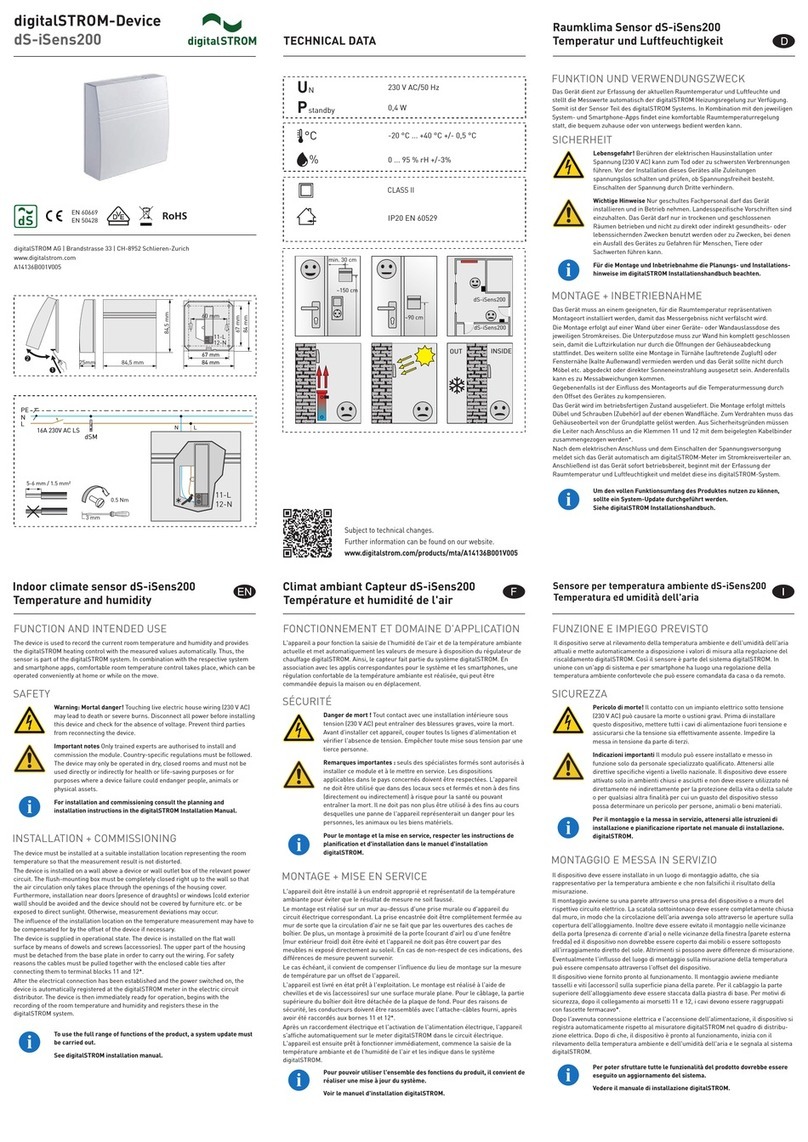 digitalSTROM dS-iSens200 quick start guide