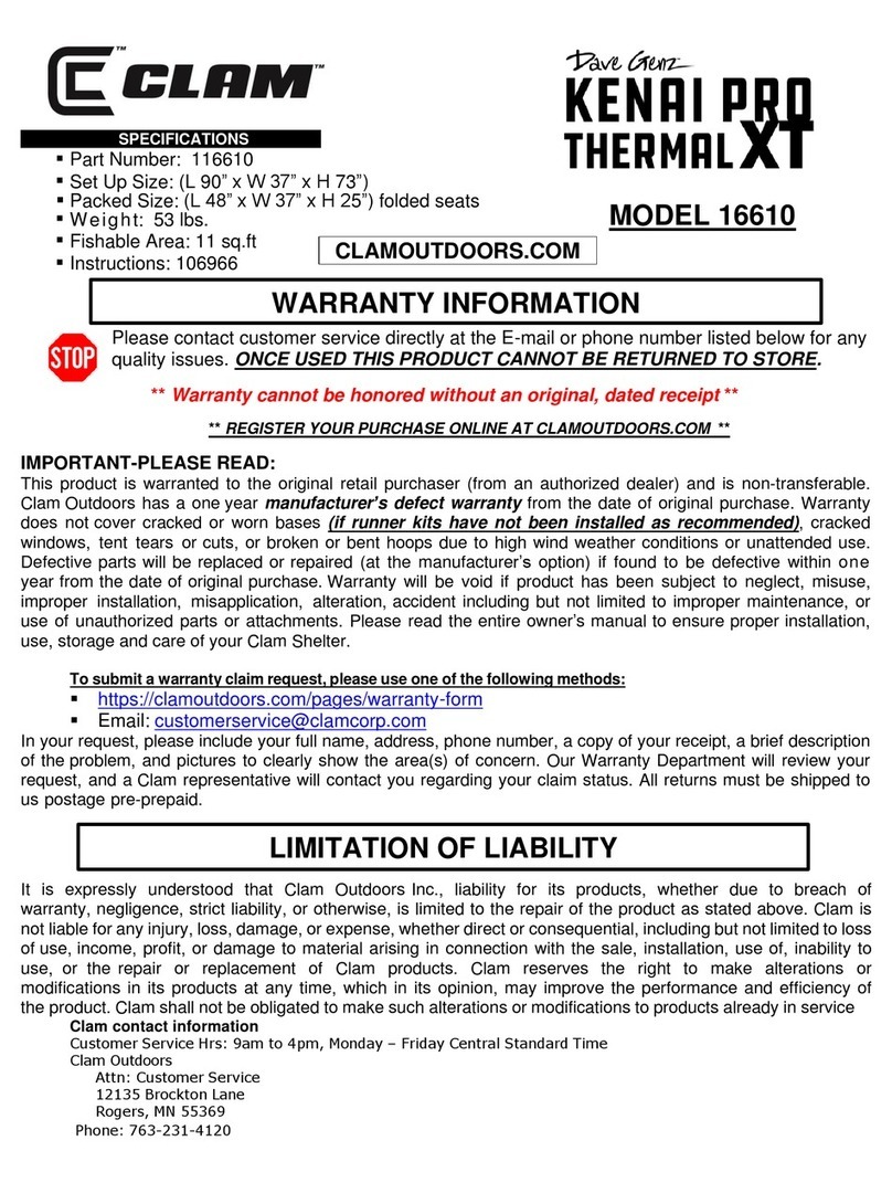 Clam Dave Genz KENAI PRO THERMAL XT User manual