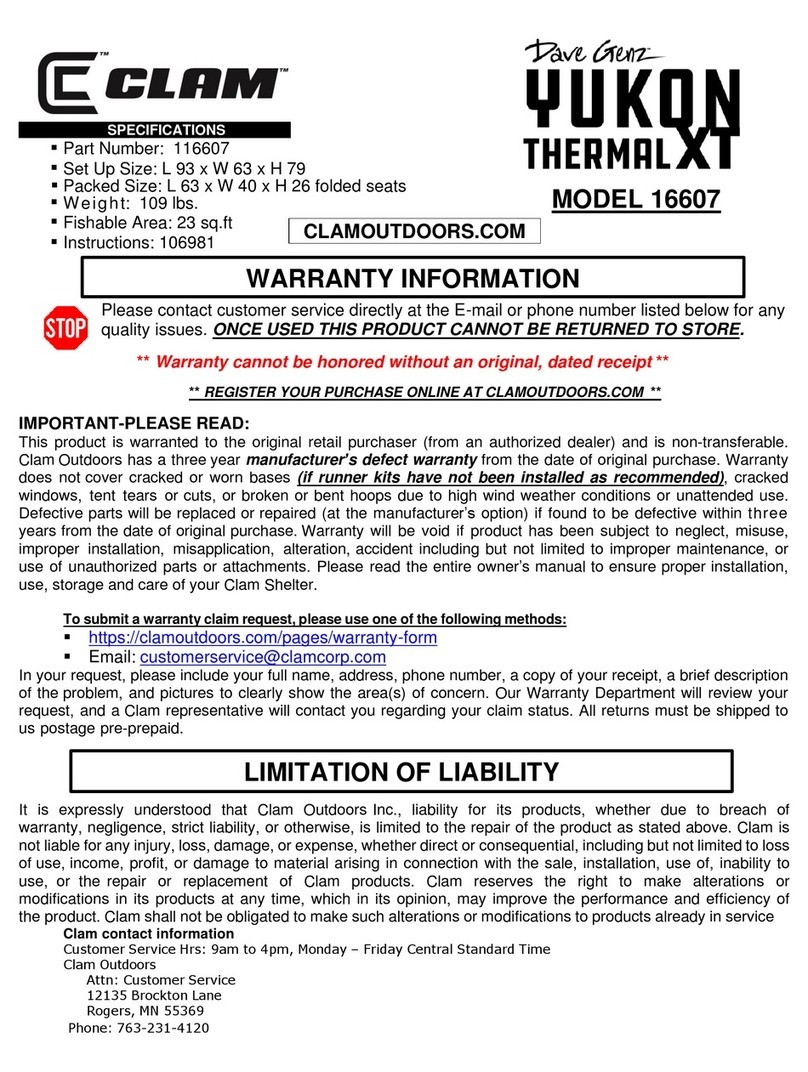 Clam Dave Genz YUKON THERMAL XT User manual
