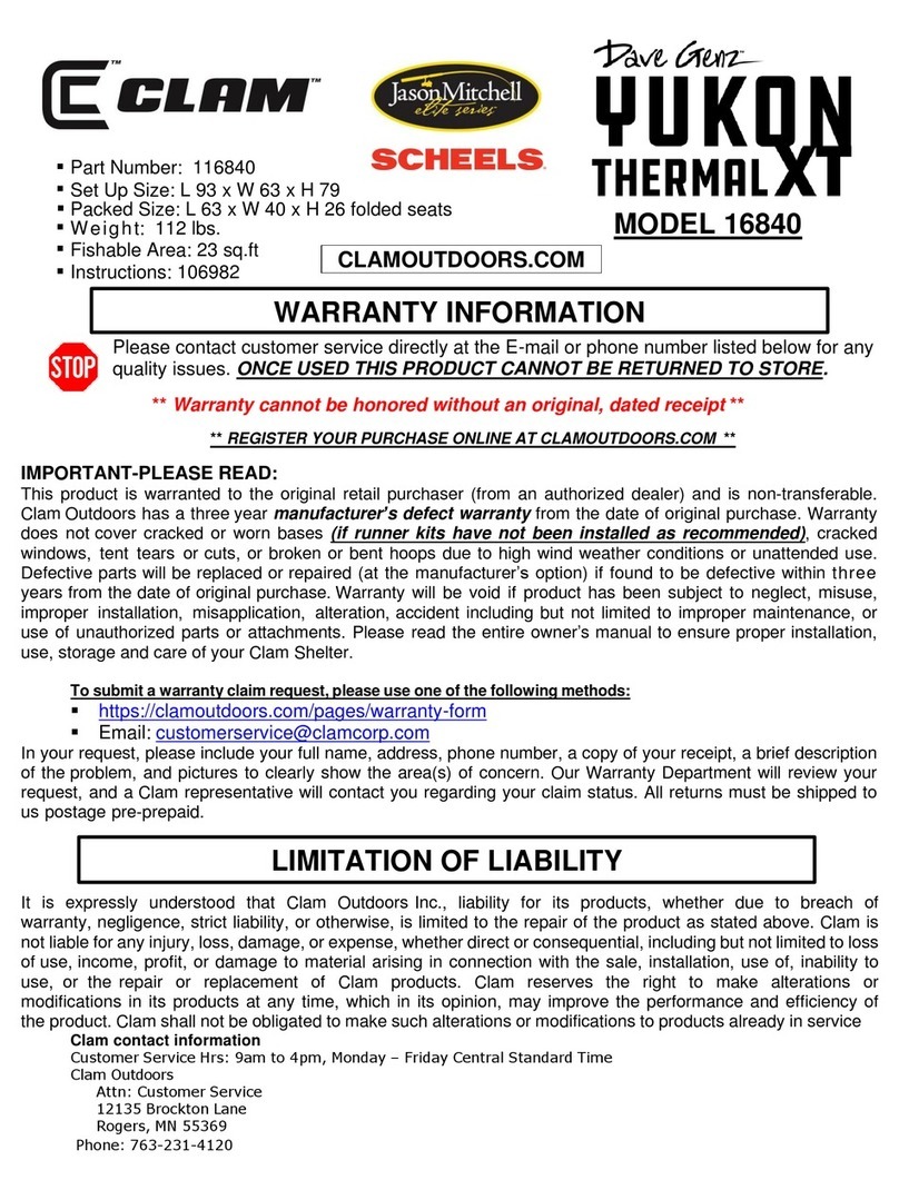 Clam Jason Mitchell Dave Genz YUKON THERMAL XT User manual