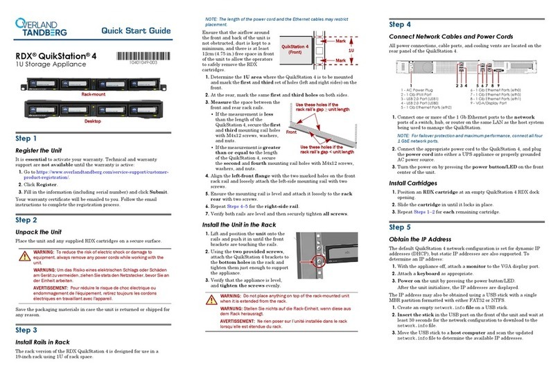 Overland Tandberg RDX QuikStation 4 quick start guide
