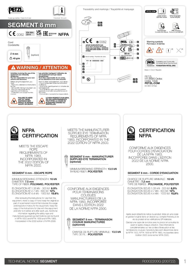 Petzl SEGMENT TECHNICAL NOTICE