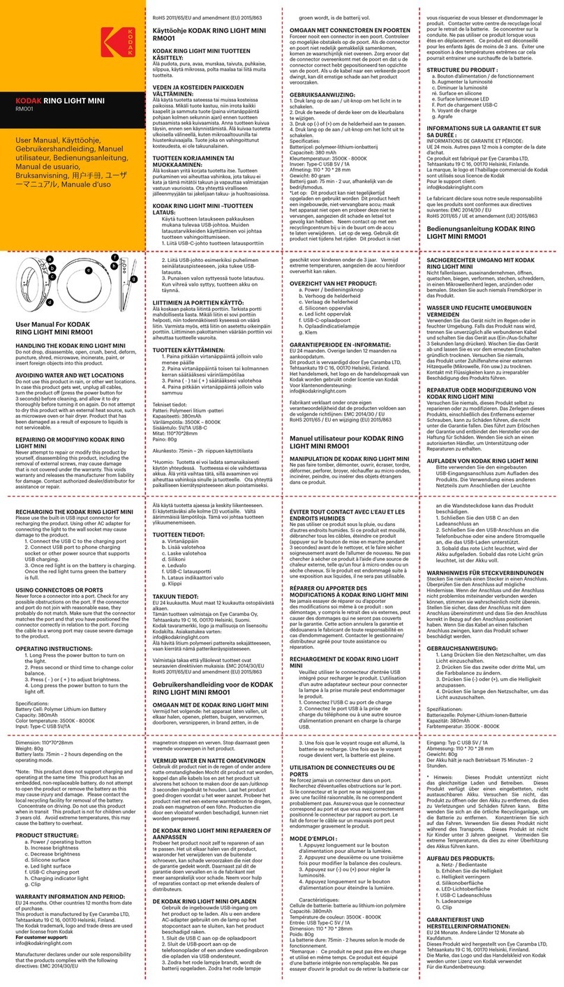Kodak RING LIGHT MINI RM001 user manual
