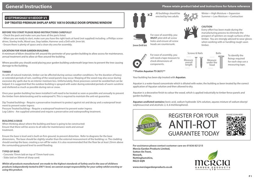 Mercia Garden Products 01DTPRMSHAX1010DDOP-V1 Instruction manual