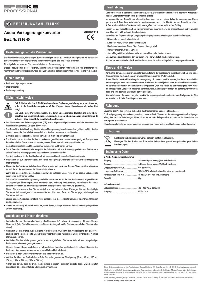 Speaka Professional 989340 operating instructions Speaka Professional 989340 operating instructions