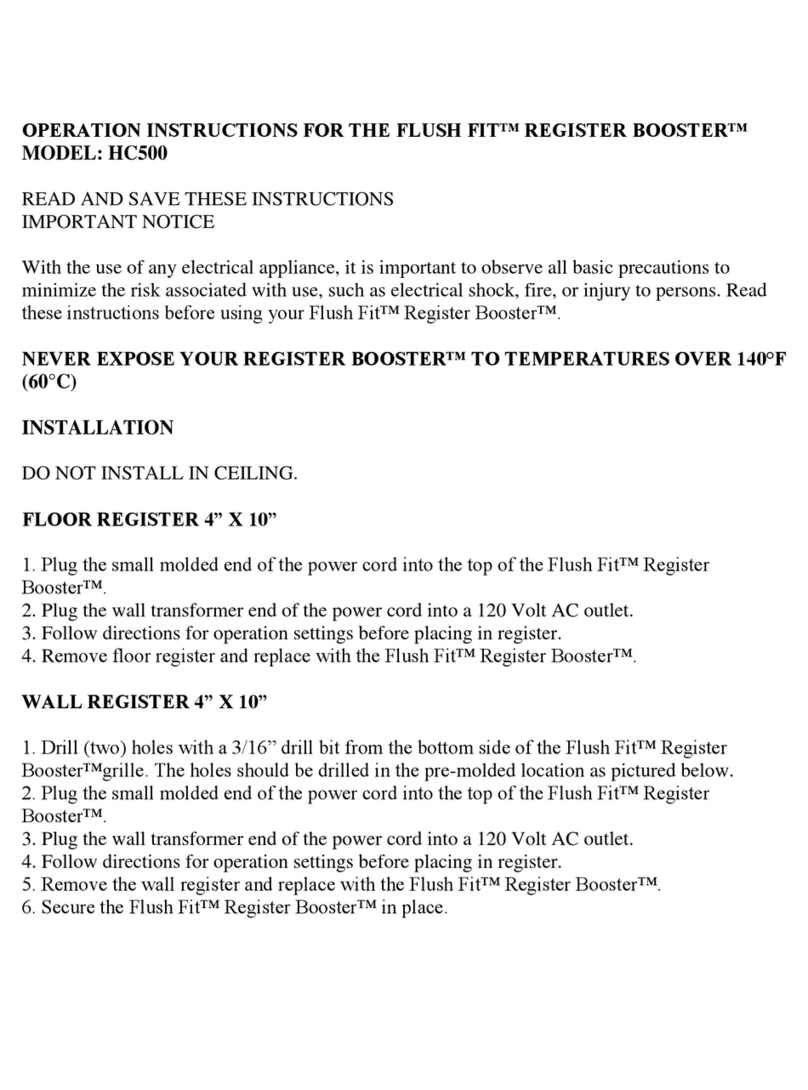 Suncourt FLUSH FIT REGISTER BOOSTER HC500 Operation instructions Suncourt FLUSH FIT REGISTER BOOSTER HC500 Operation instructions