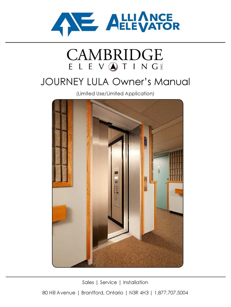 ALLIANCE ELEVATOR JOURNEY LULA owner's manual