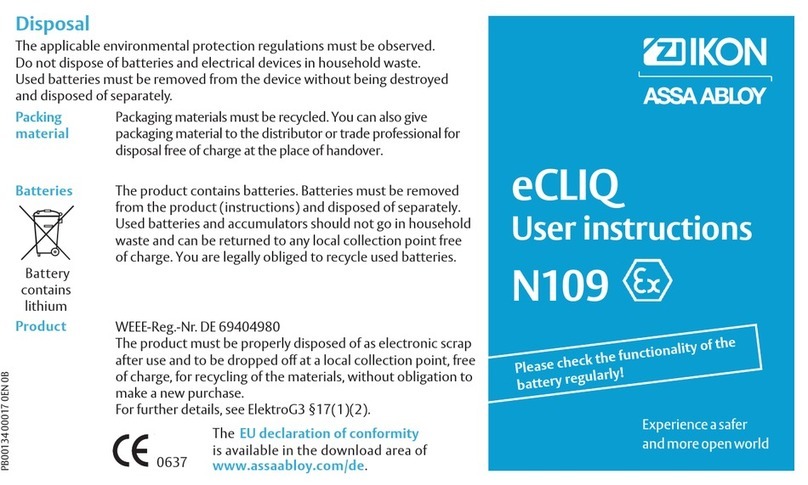 Assa Abloy ZI IKON eCLIQ N109 User instructions