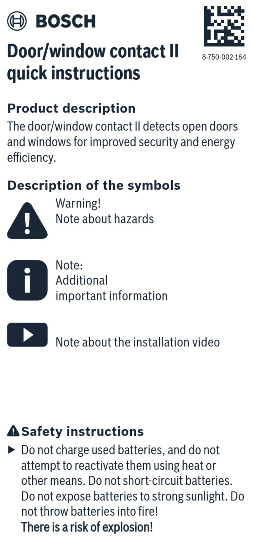 Bosch Door/window contact II Quick instructions