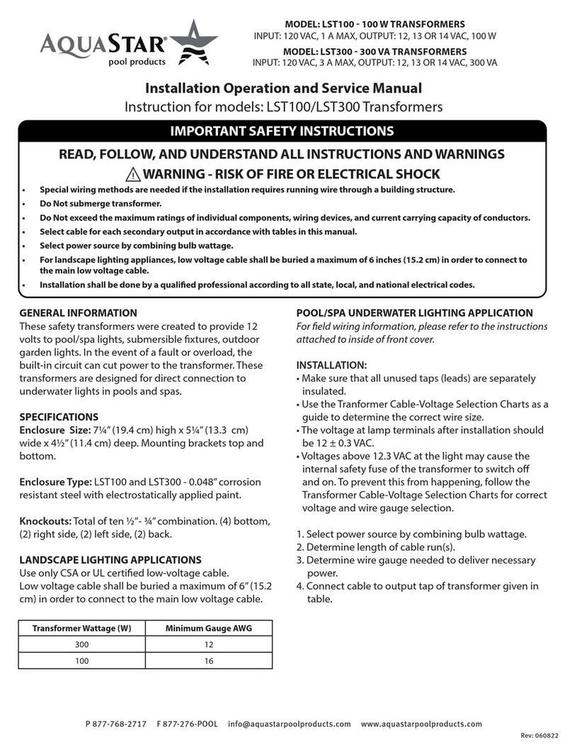 AquaStar LST100 Installation, operation and service manual AquaStar LST100 Installation, operation and service manual