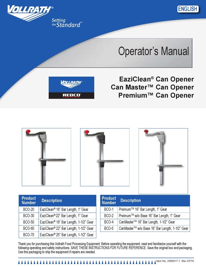 Vollrath BCO-1 Operator's manual