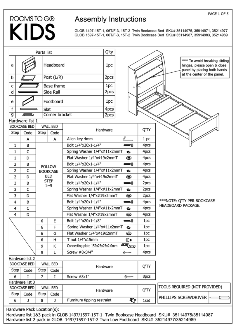 ROOMS TO GO GLOB 1497-15T-1 Assembly instructions ROOMS TO GO GLOB 1497-15T-1 Assembly instructions