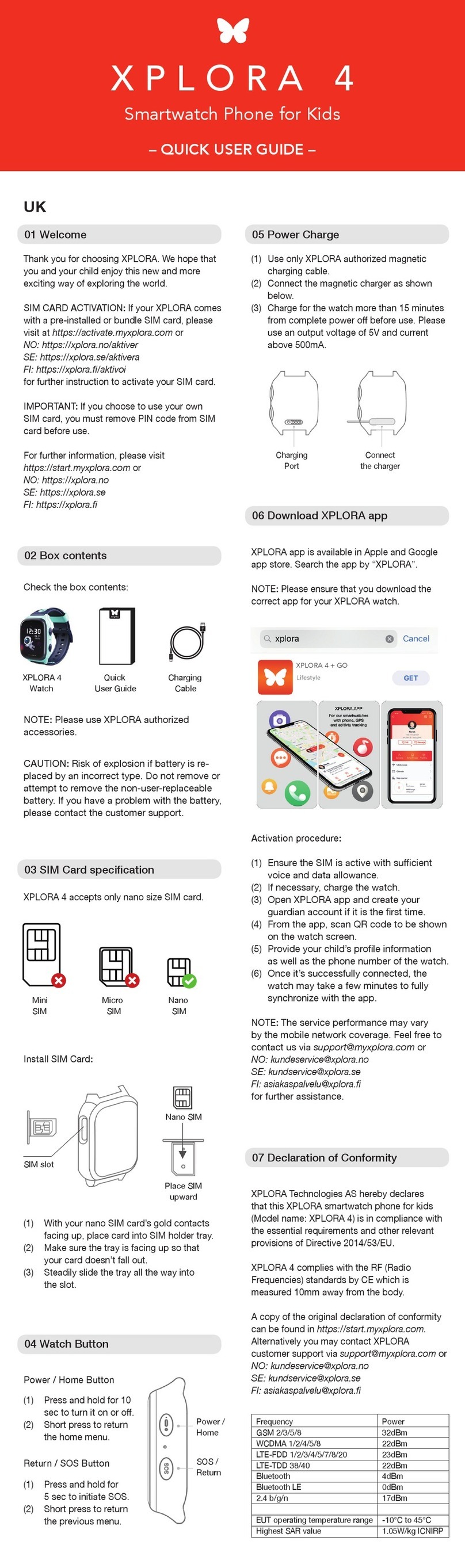 XPLORA 4 Quick user guide