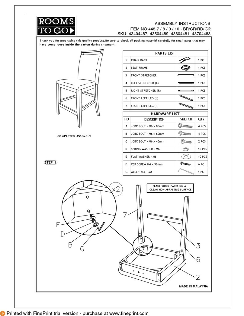 ROOMS TO GO 448-7-BR Assembly instructions ROOMS TO GO 448-7-BR Assembly instructions