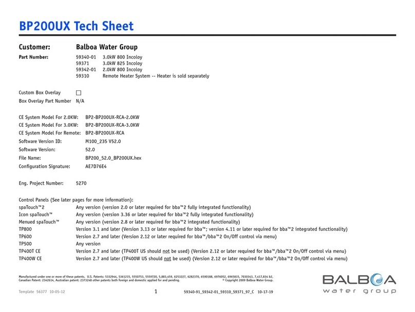 Balboa Water Group 59340-01 Tech sheet