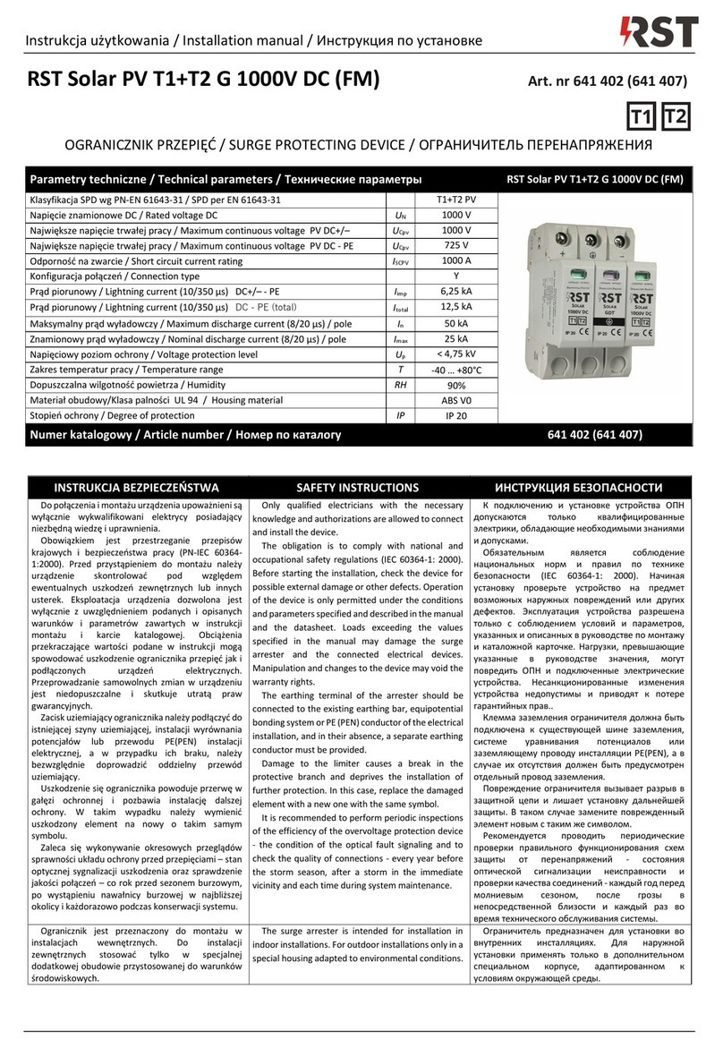 RST Solar PV T1+T2 G 1000V DC User manual
