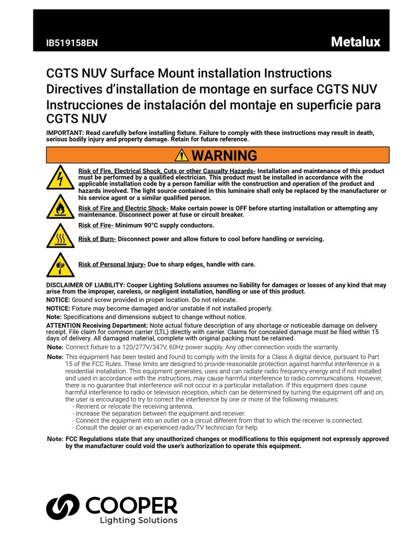 Cooper Metalux CGTS NUV installation instructions Cooper Metalux CGTS NUV installation instructions
