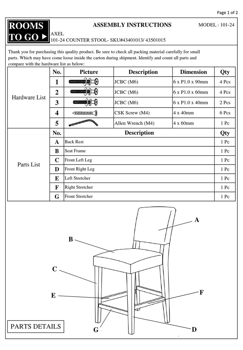 ROOMS TO GO AXEL 101-24 Assembly instructions