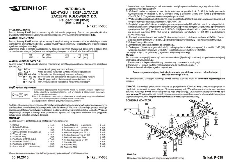 TEINHOF P-038 FITTING AND OPERATION MANUAL TEINHOF P-038 FITTING AND OPERATION MANUAL