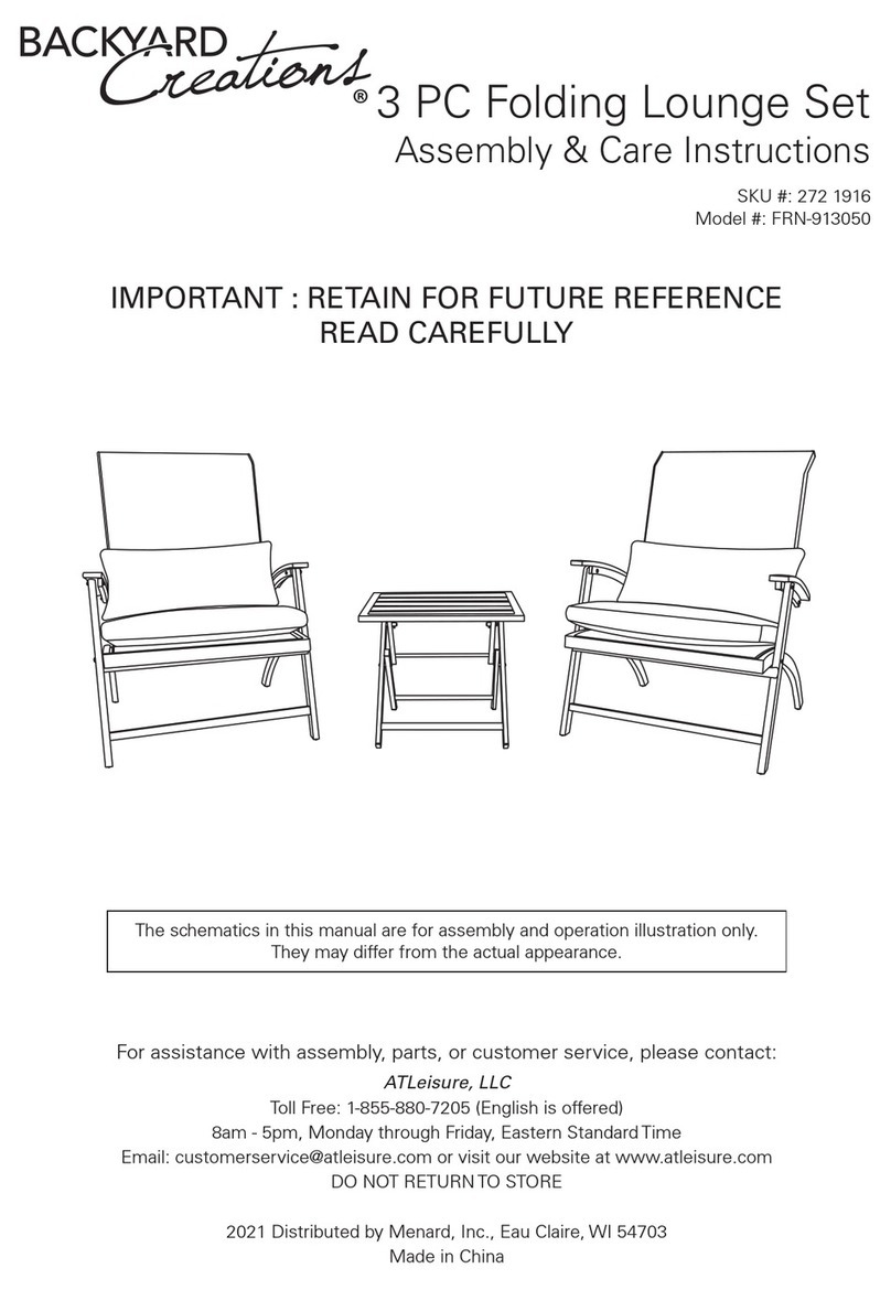 Backyard Creations FRN-913050 Assembly & care instructions