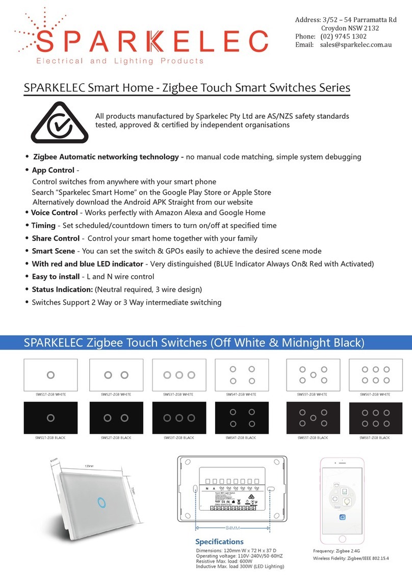 SPARKELEC Zigbee Touch Smart Switches Series User manual