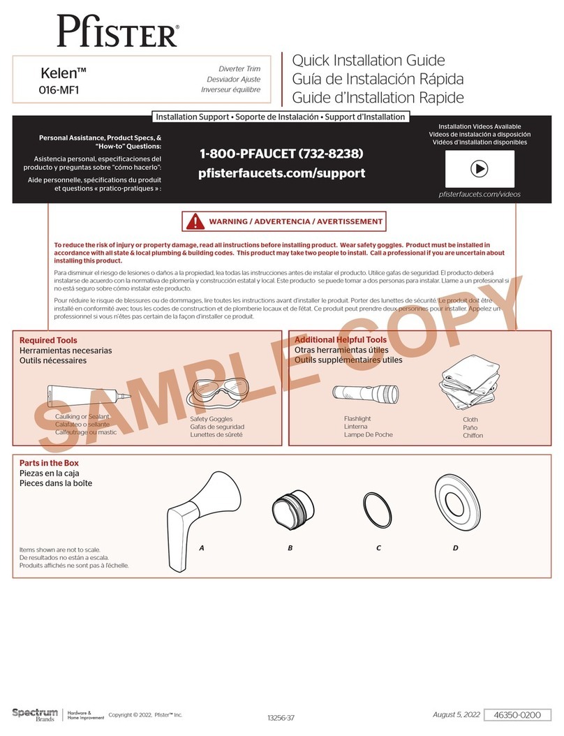 Pfister Kelen 016-MF1 Quick installation guide
