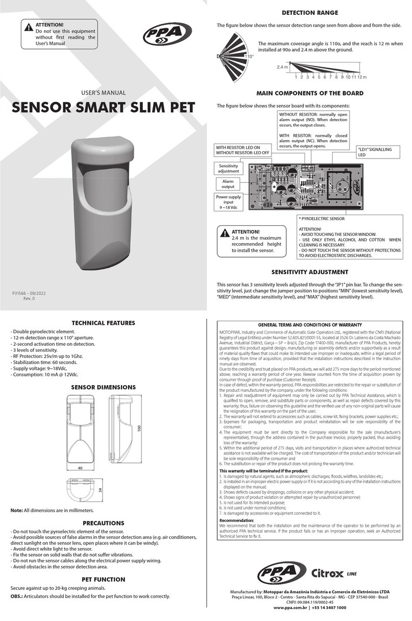 PPA SENSOR SMART SLIM PET user manual