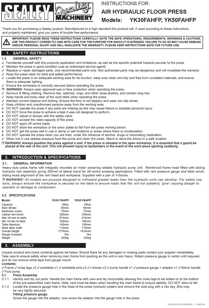 Sealey YK30FAHFP User manual
