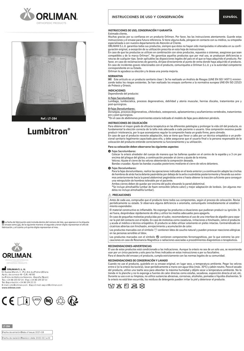 Orliman Lumbitron LT-284 Operation instructions