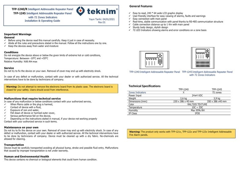 Teknim TFP-1240/R Installation & operating guide Teknim TFP-1240/R Installation & operating guide
