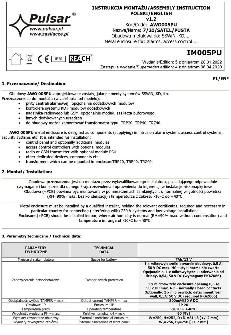 Pulsar 7/20/SATEL/PUSTA instructions