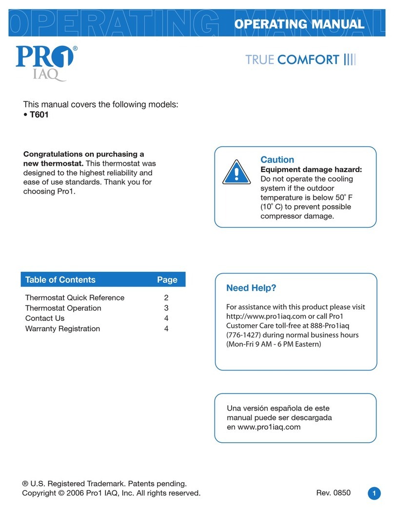 Pro 1 IAQ True Comfort III operating manual