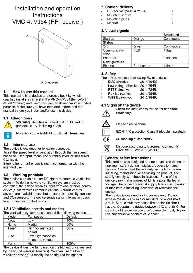 inventum VMC-47VJ54 Installation and operation instruction