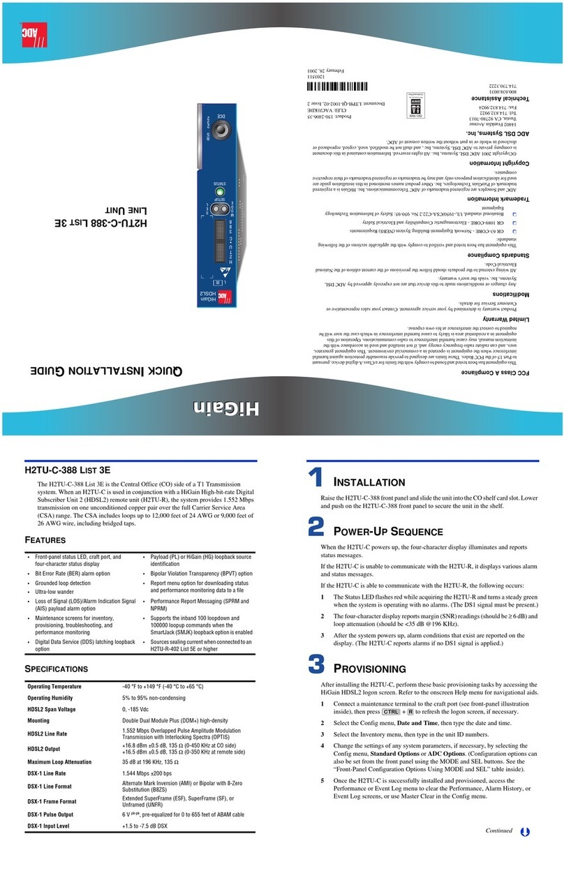 ADC H2TU-C-388 HiGain User manual ADC H2TU-C-388 HiGain User manual