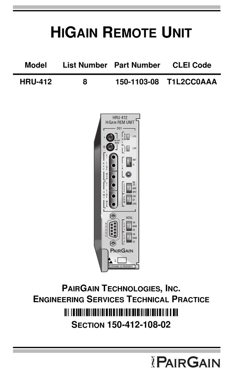 PairGain HIGAIN HRU-412 manual